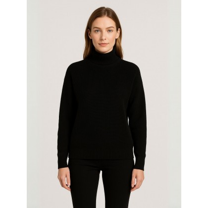 بلوزة صوف للنساء لون أسود