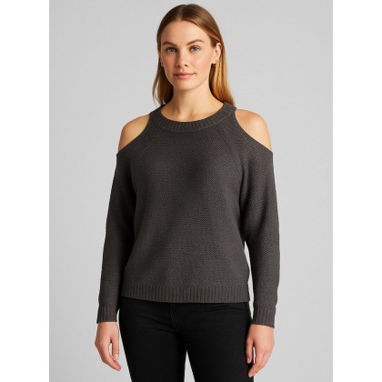 بلوزة صوف لون رمادي