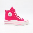 حذاء كاجوال ساق طويل ستاتي لون فوشي وأبيض