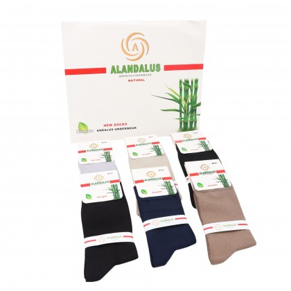 جوارب قطن بامبو مُعطر طويلة الكاحل من الأندلس (6 أزواج) للرجال بألوان متعددة