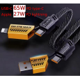 كابل 2×2 لأجهزة آيفون وتايب سي وشواحن USB و PD
