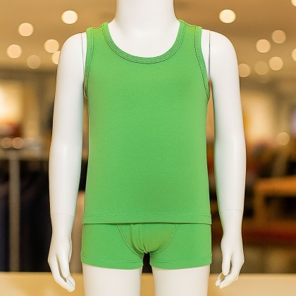 طقم داخلي ولادي قطعتين شباح وبوكسر للأطفال لون أخضر فاتح