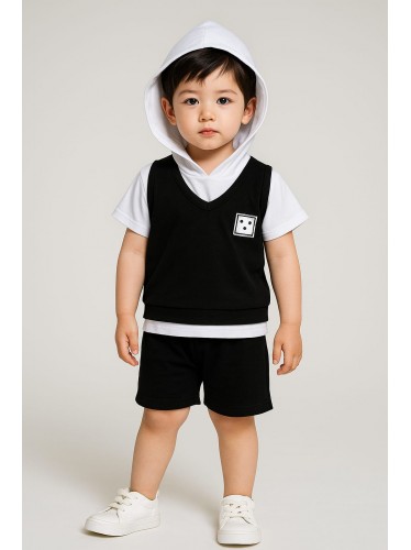 طقم قطعتين للأطفال لون أسود و أبيض