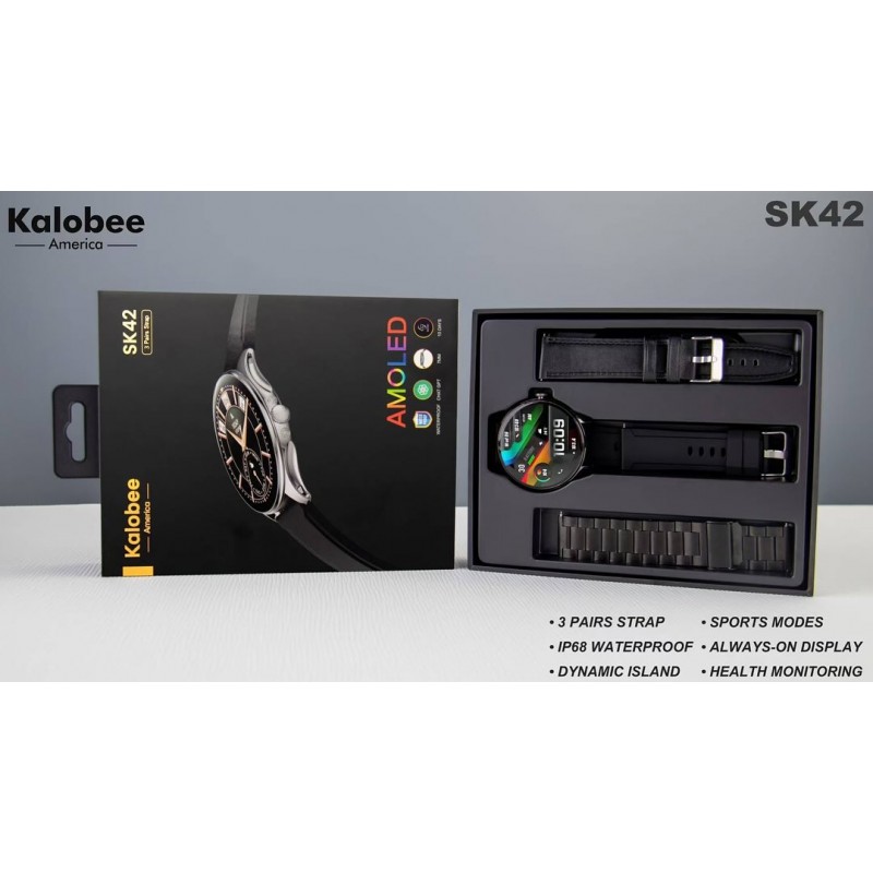 ساعه ذكية Sk42 للرجال مع 3 احزمه 