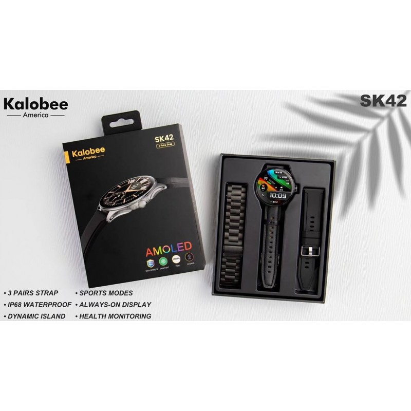 ساعه ذكية Sk42 للرجال مع 3 احزمه 