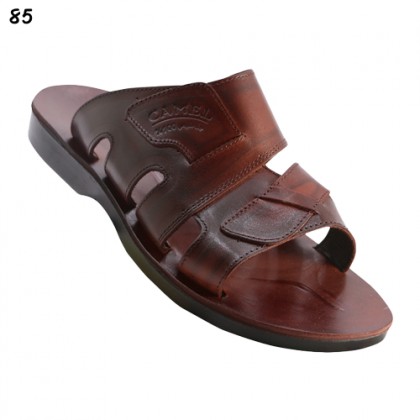 شبشب جلد طبيعي للرجال لون بني