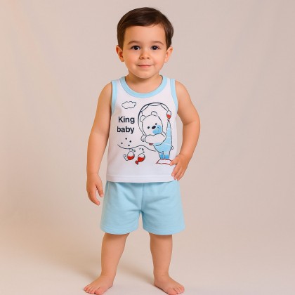 طقم للأطفال قطعتين لون أزرق