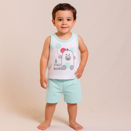 طقم للأطفال قطعتين لون أخضر