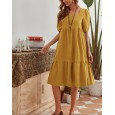 فستان صيفي للنساء لون أصفر