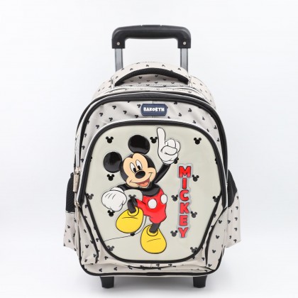 حقيبة مدرسية عجل بتصميم ميكي ماوس حجم 14 انش لون سكني