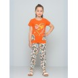 بجامة بناتي قطعتين صيفي لون برتقالي