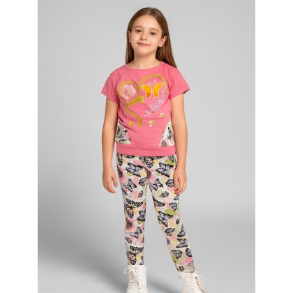 بجامة بناتي قطعتين صيفي لون زهري غامق