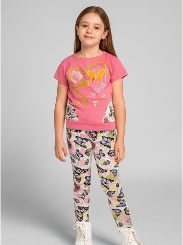 بجامة بناتي قطعتين صيفي لون زهري غامق