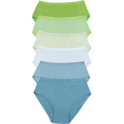 طقم داخلي (6 قطع) قطن من milk للنساء بألوان سادة متعددة