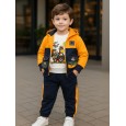 طقم مع جاكيت (3 قطع) للأطفال لون أصفر وكحلي