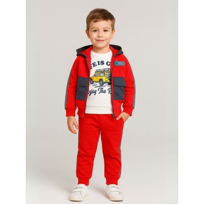 طقم مع جاكيت (3 قطع) للأطفال لون أحمر وأبيض