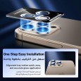 حماية عدسة كاميرا لآيفون  16Pro Max/ 16 Pro مصنوعة من زجاج مقوّى قطعة واحدة - لون أسود