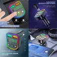 مشغل MP3 سيارة  بلوتوث ماركة Earldome - ذات  2 منفذ USB و منفذ Type C - مع 7 ألوان RGB 