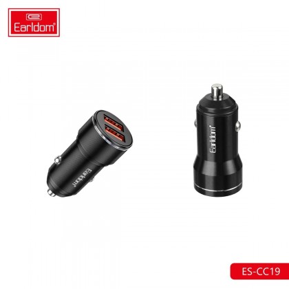 شاحن سيارة Earldom CC-19، بمنفذين USB، مع كيبل منفذ ايفون Lightning - بقوة 12 واط.