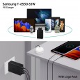 عظمة شحن سامسونج T-6530 65W PD مبكت مع لوجو - 3 مداخل حيث يمكنك شحن 3 أجهزة في نفس الوقت