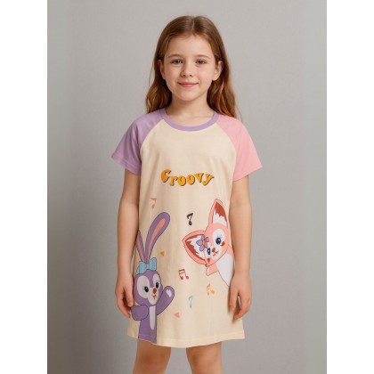 فستان بيتي بناتي للأطفال لون زهري