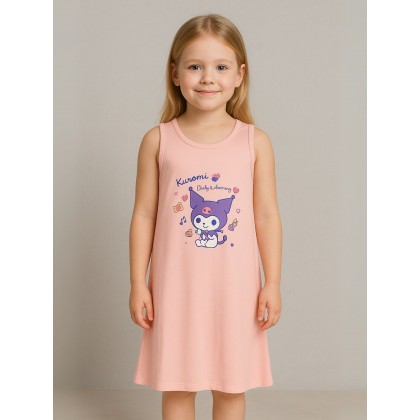 فستان بيتي بناتي للأطفال لون زهري