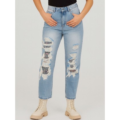 بنطلون جينز للنساء لون أزرق