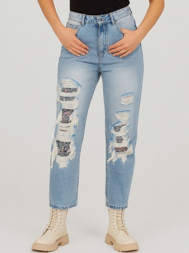 بنطلون جينز للنساء لون أزرق