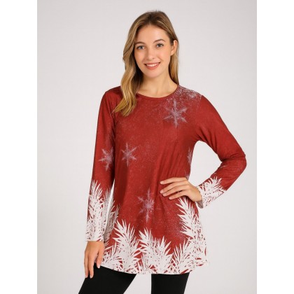 تيشيرت بأكمام قصيرة ستاتي لون أحمر