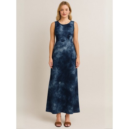 فستان بيتي مخطط للنساء لون كحلي