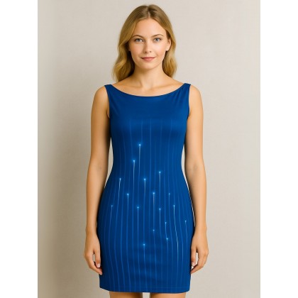 فستان بيتي مخطط للنساء لون أزرق