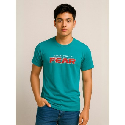 تيشيرت بأكمام قصيرة للشباب لون أخضر تركواز