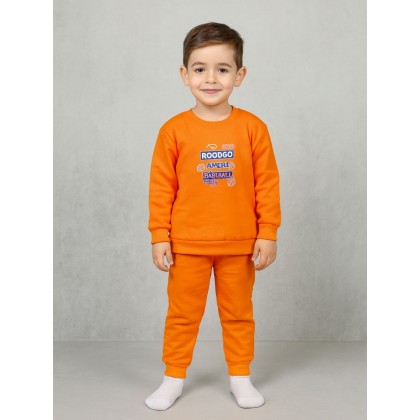 بجامة بأكمام طويلة للأطفال لون برتقالي