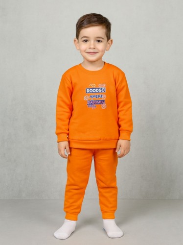 بجامة بأكمام طويلة للأطفال لون برتقالي