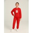 بجامة بأكمام طويلة بناتي للأطفال لون أحمر