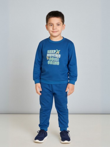 بجامة بأكمام طويلة للأطفال لون أزرق