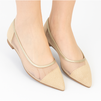 حذاء باليه للنساء لون ذهبي