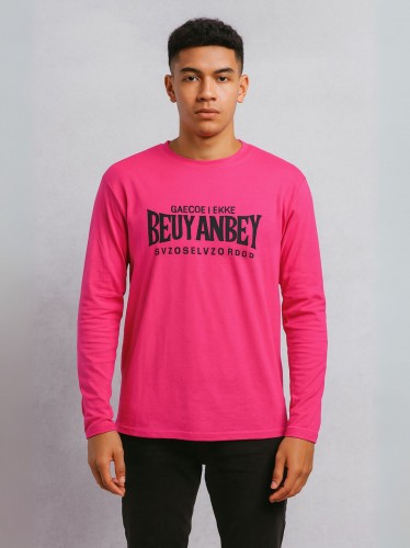 تيشيرت بأكمام طويلة للشباب لون أسود