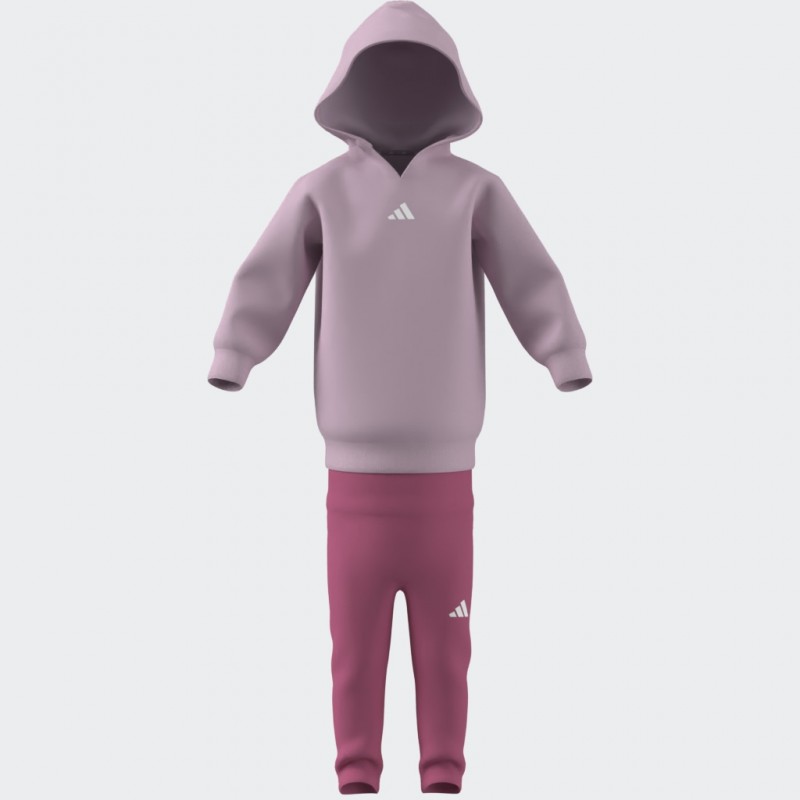adidas Kids Hooded Fleece Jogger Set - Pink