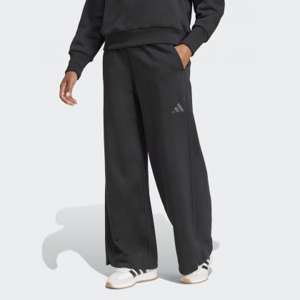 adidas Womens' ALL SZN Fleece Loose Wide-Leg Pants - Black