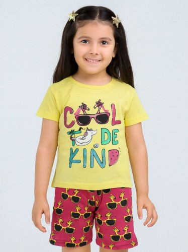 طقم أطفال قطعتين شورت + تيشيريت