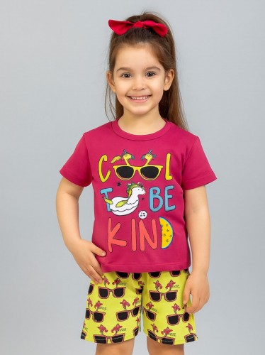 طقم أطفال قطعتين شورت + تيشيريت