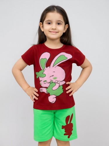 طقم أطفال قطعتين شورت + تيشيريت