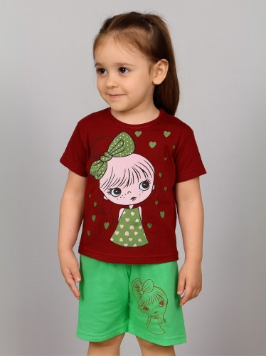 طقم أطفال قطعتين شورت + تيشيريت