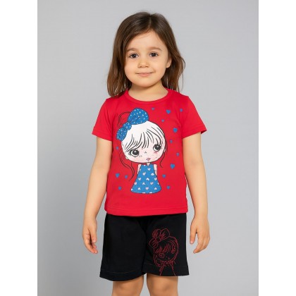 طقم أطفال قطعتين شورت + تيشيريت