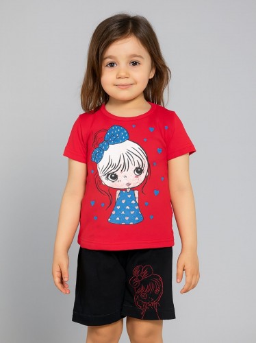 طقم أطفال قطعتين شورت + تيشيريت