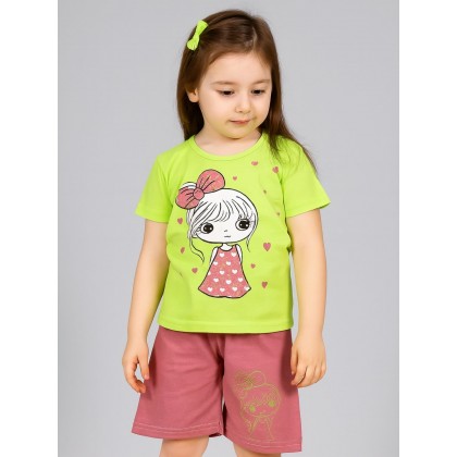 طقم أطفال قطعتين شورت + تيشيريت