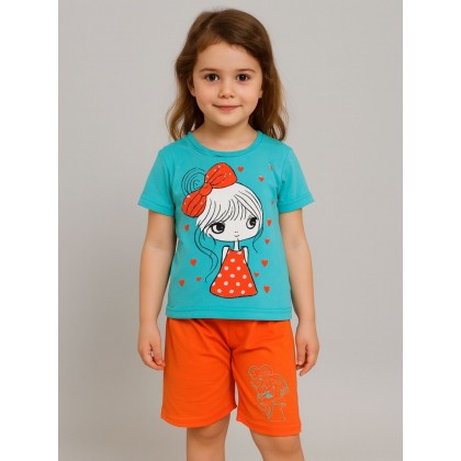طقم أطفال قطعتين شورت + تيشيريت