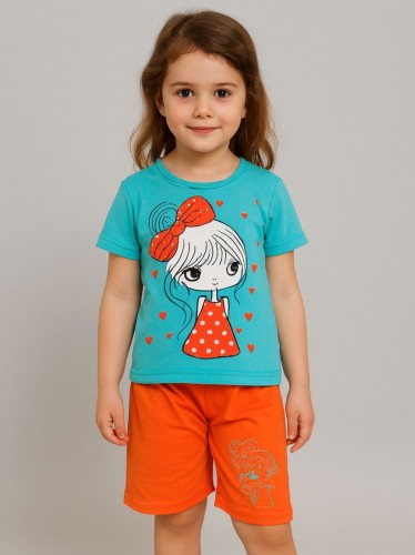 طقم أطفال قطعتين شورت + تيشيريت