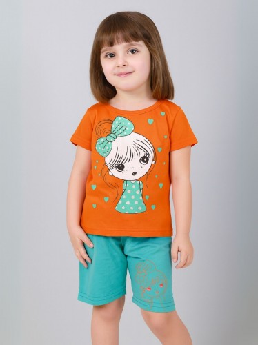 طقم أطفال قطعتين شورت + تيشيريت